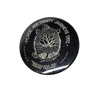 Vintage 1992 Pinback 15,000 Mile Relay Run Eastern Tributary Black White 2.25" D